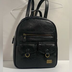 Black Vegan Leather Men's Backpack